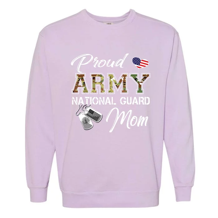 Proud Army National Guard Mom Us Flag Dog Tag Garment-Dyed Sweatshirt