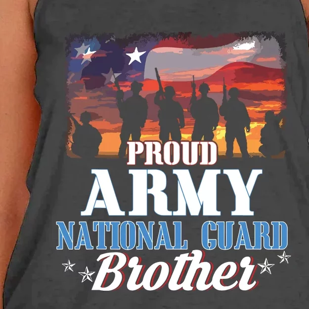 Proud Army National Guard Brother Us Flag Shirts Patriotic Women's Knotted Racerback Tank