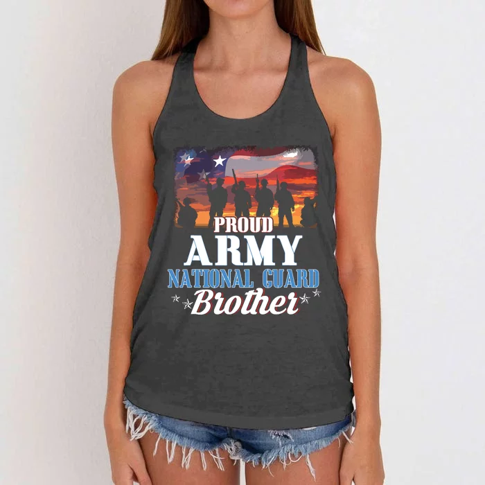 Proud Army National Guard Brother Us Flag Shirts Patriotic Women's Knotted Racerback Tank