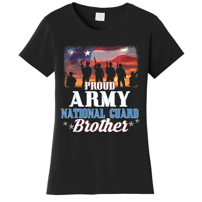 Proud Army National Guard Brother Us Flag Shirts Patriotic Women's T-Shirt