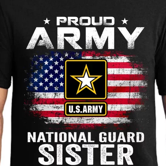 Proud Army National Guard Sister With American Flag Gift Pajama Set