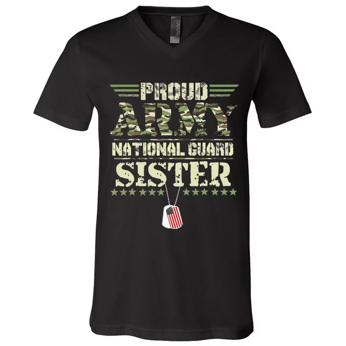 Proud Army National Guard Sister USA Military Veteran Wo V-Neck T-Shirt