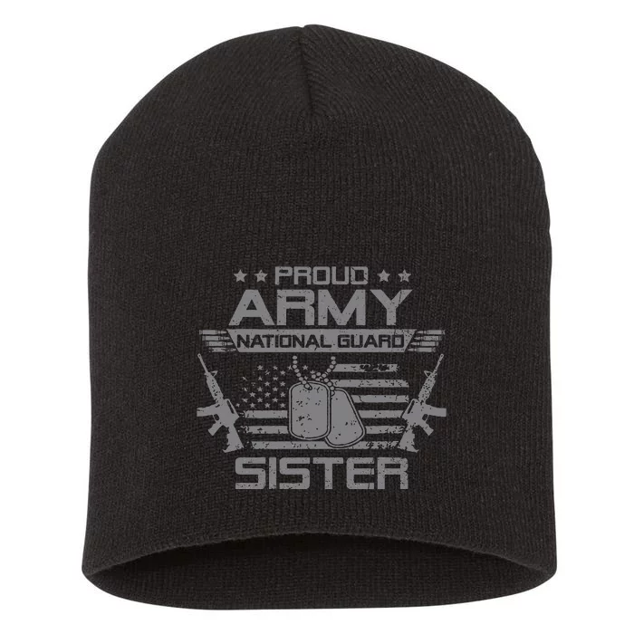 Proud Army National Guard Sister Flag Usa Military Veteran Short Acrylic Beanie