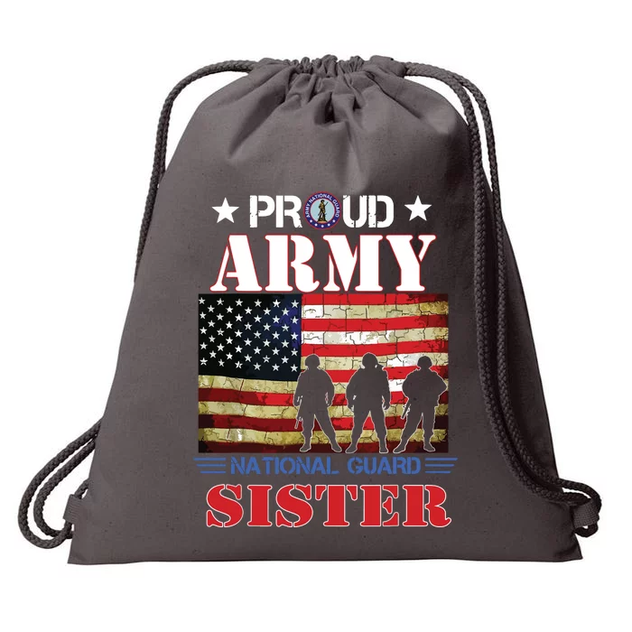 Proud Army National Guard Sister Us Flag Gift Patriotic Day Drawstring Bag