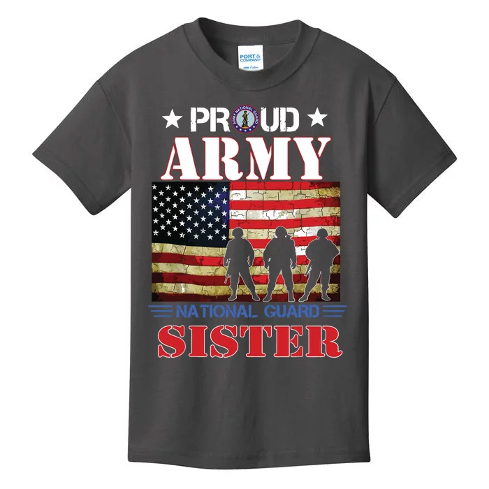 Proud Army National Guard Sister Us Flag Gift Patriotic Day Kids T-Shirt