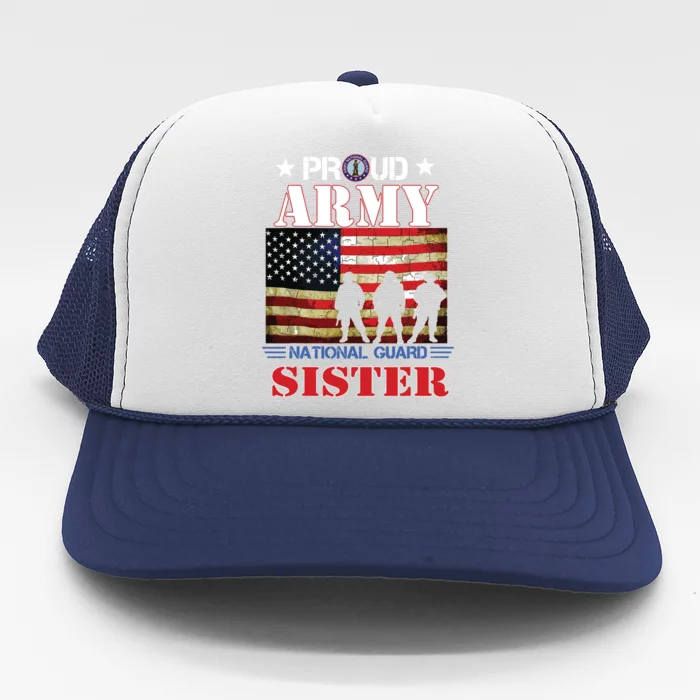 Proud Army National Guard Sister Us Flag Gift Patriotic Day Trucker Hat