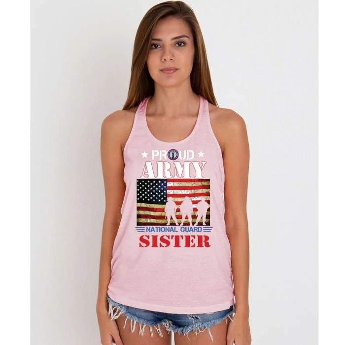 Proud Army National Guard Sister Us Flag Gift Patriotic Day Women's Knotted Racerback Tank