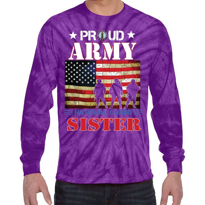 Proud Army National Guard Sister Us Flag Gift Patriotic Day Tie-Dye Long Sleeve Shirt