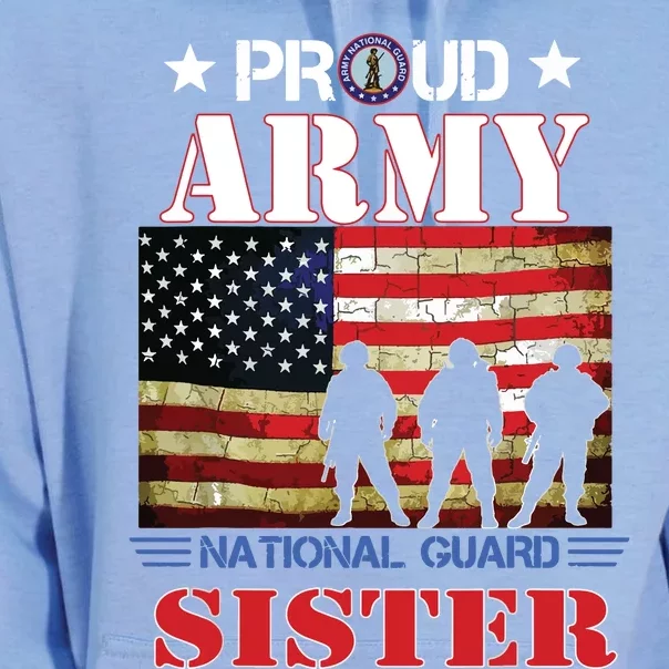 Proud Army National Guard Sister Us Flag Gift Patriotic Day Unisex Surf Hoodie