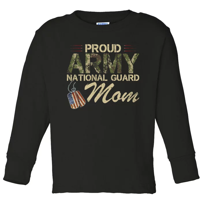 Proud Army National Guard Mom Mothers Day Toddler Long Sleeve Shirt