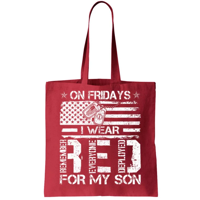 Proud Army National Guard Mom On Fridays I We Wear Red Tote Bag