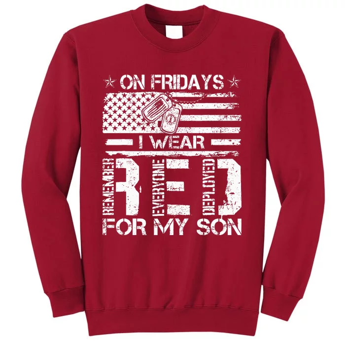 Proud Army National Guard Mom On Fridays I We Wear Red Tall Sweatshirt