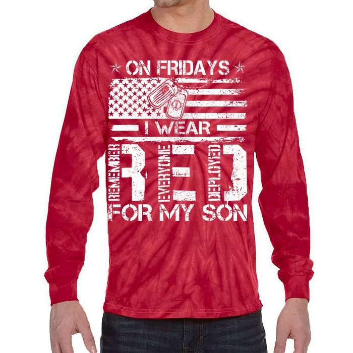 Proud Army National Guard Mom On Fridays I We Wear Red Tie-Dye Long Sleeve Shirt