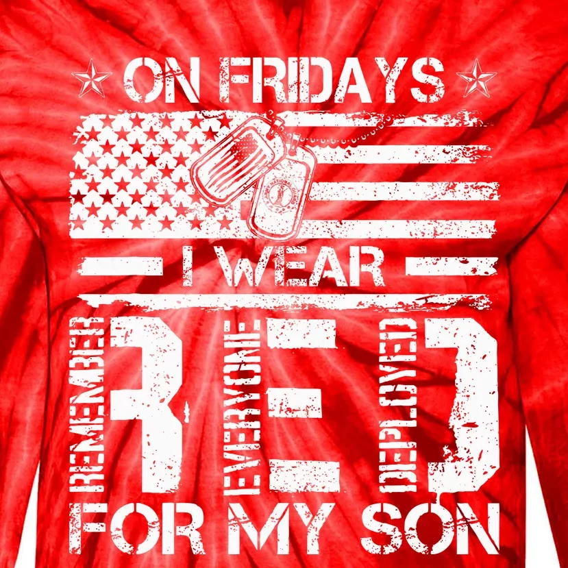 Proud Army National Guard Mom On Fridays I We Wear Red Tie-Dye Long Sleeve Shirt