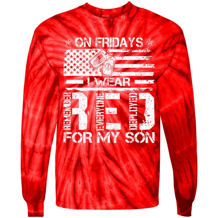 Proud Army National Guard Mom On Fridays I We Wear Red Tie-Dye Long Sleeve Shirt