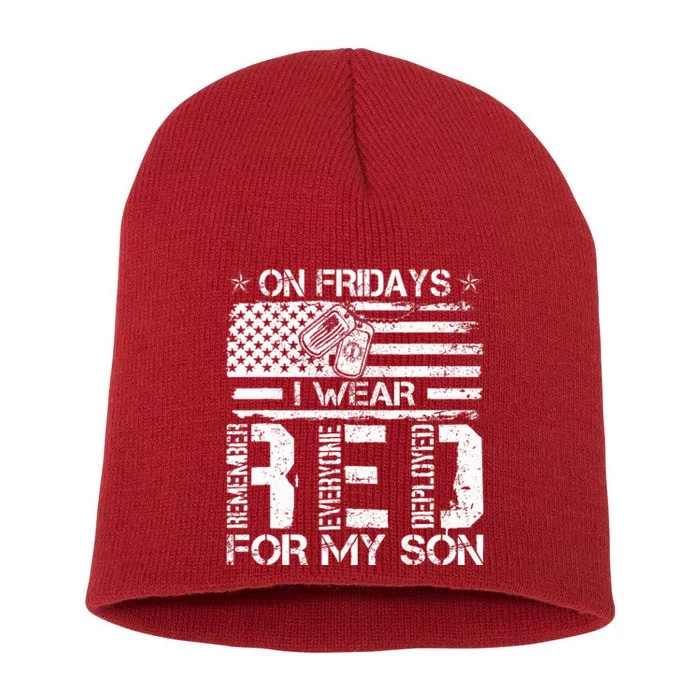 Proud Army National Guard Mom On Fridays I We Wear Red Short Acrylic Beanie