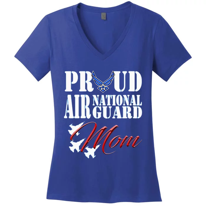 Proud Air National Guard Mom Air Force Mothers Day Women's V-Neck T-Shirt