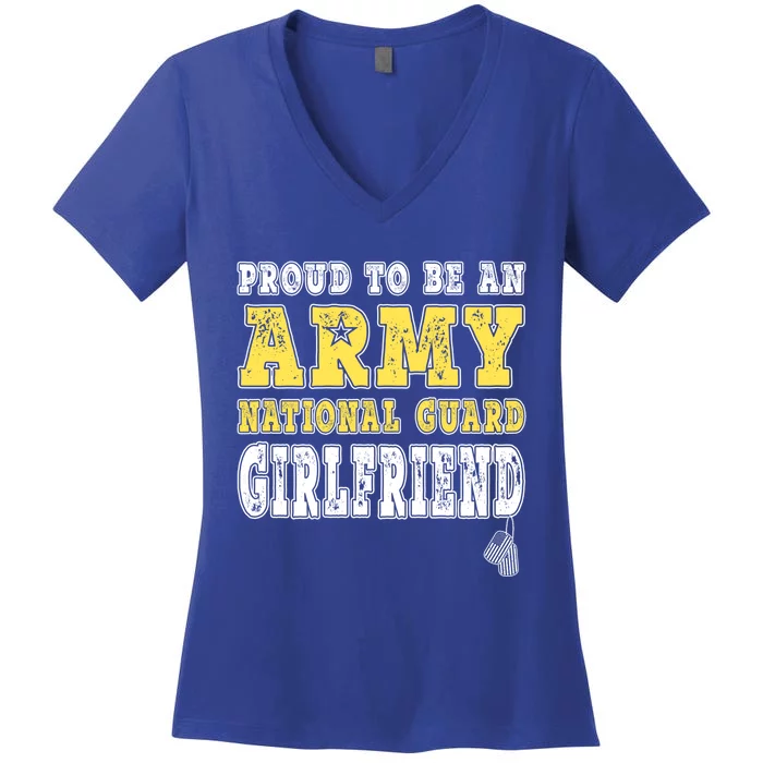 Proud Army National Guard Friend Us Flag Military Couple Gift Women's V-Neck T-Shirt