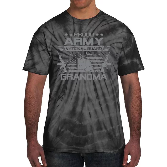 Proud Army National Guard Grandma With American Flag Tie-Dye T-Shirt