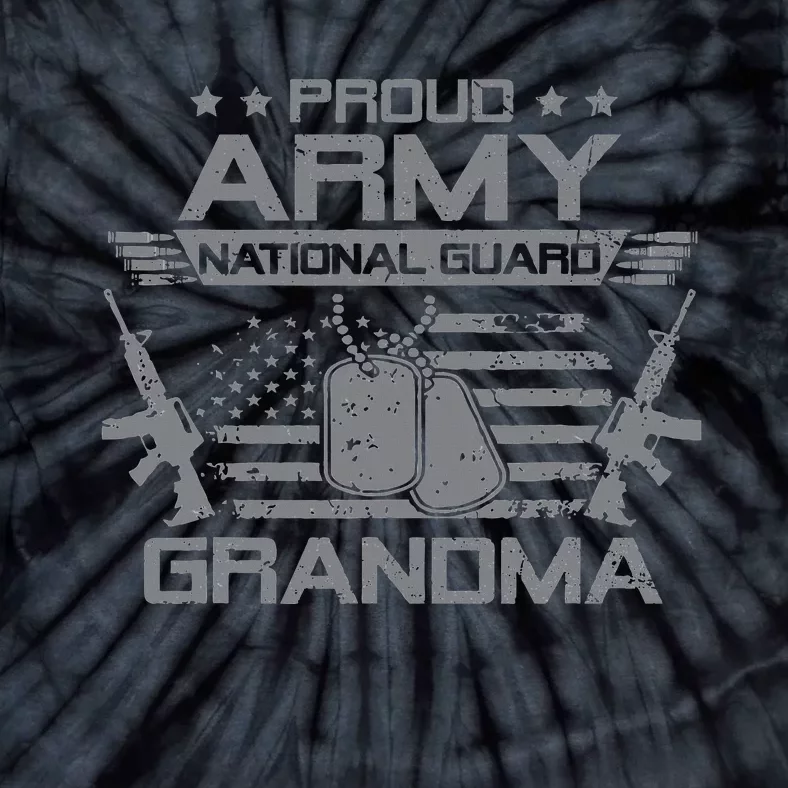 Proud Army National Guard Grandma With American Flag Tie-Dye T-Shirt