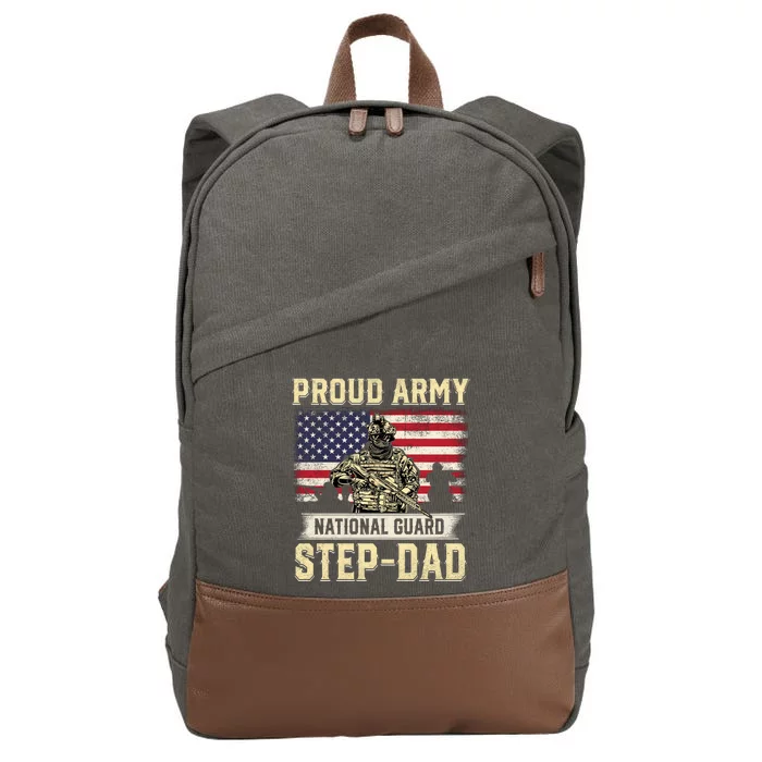 Proud Army National Guard Stepgiftdad Gift Veterans Day Gift Cotton Canvas Backpack