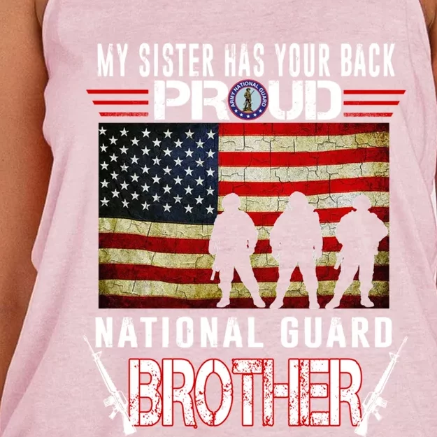 Proud Army National Guard Brother Gift U S Military Gift Women's Knotted Racerback Tank