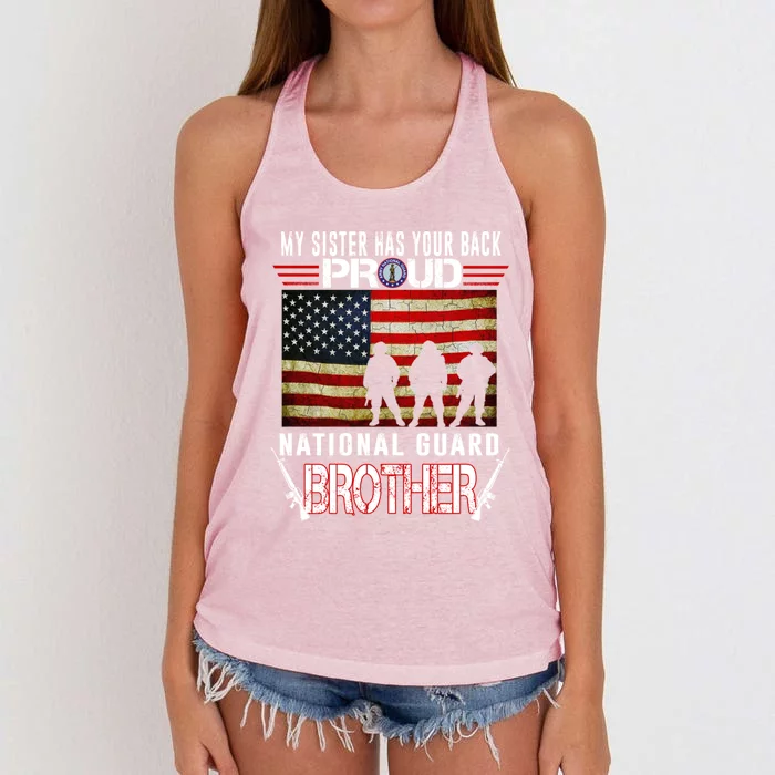 Proud Army National Guard Brother Gift U S Military Gift Women's Knotted Racerback Tank