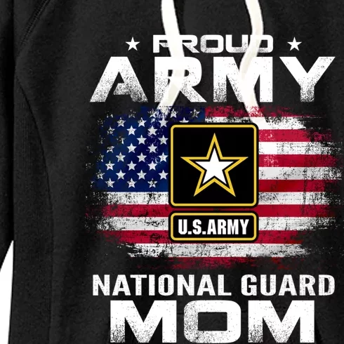 Proud Army National Guard Mom With American Flag Gift Cool Gift Women's Fleece Hoodie