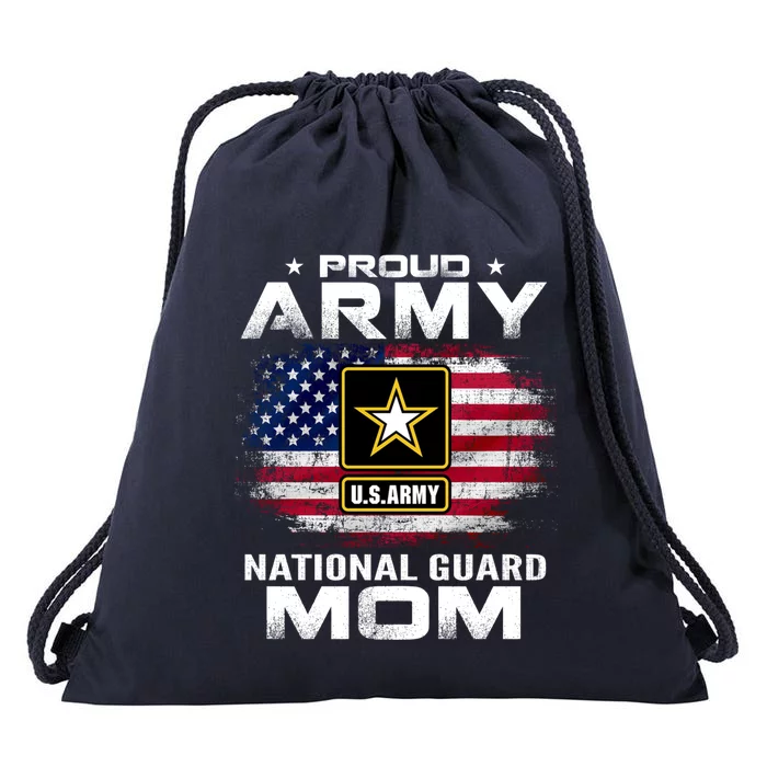 Proud Army National Guard Mom With American Flag Gift Cool Gift Drawstring Bag