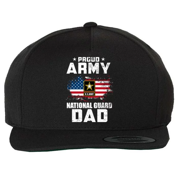 Proud Army National Guard Dad With American Flag Gift Wool Snapback Cap