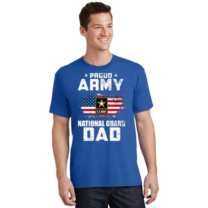 Proud Army National Guard Dad With American Flag Gift T-Shirt