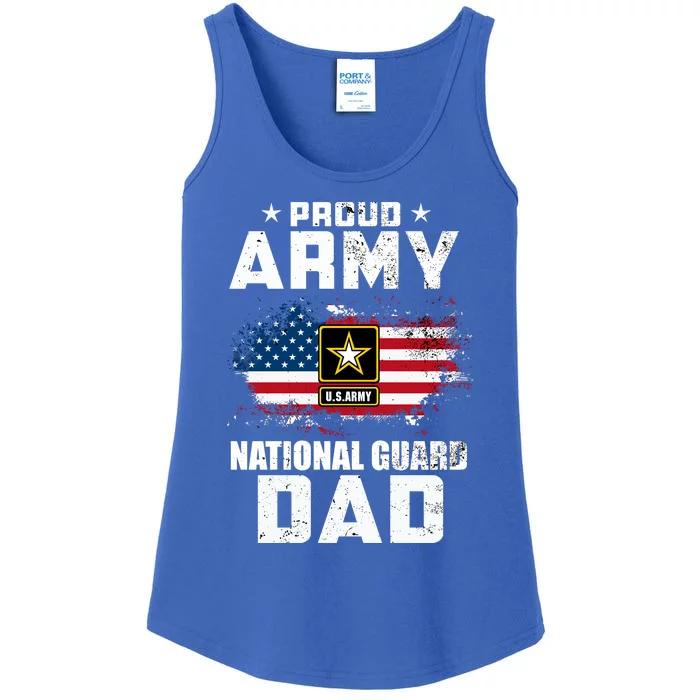 Proud Army National Guard Dad With American Flag Gift Ladies Essential Tank