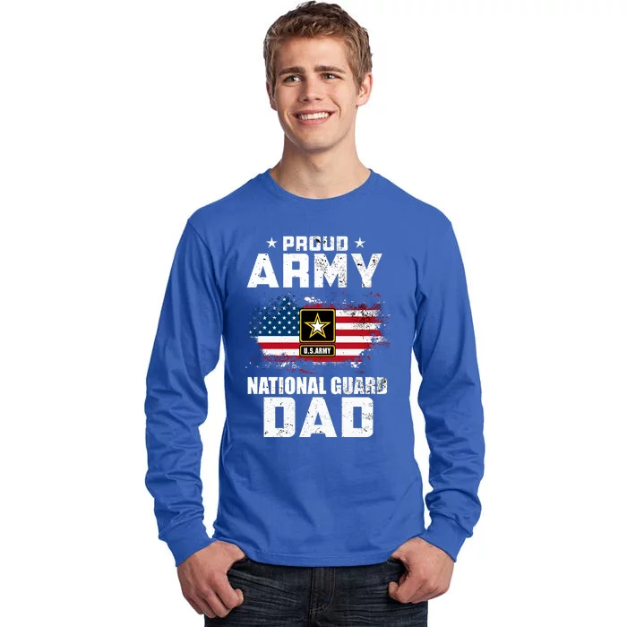 Proud Army National Guard Dad With American Flag Gift Tall Long Sleeve T-Shirt