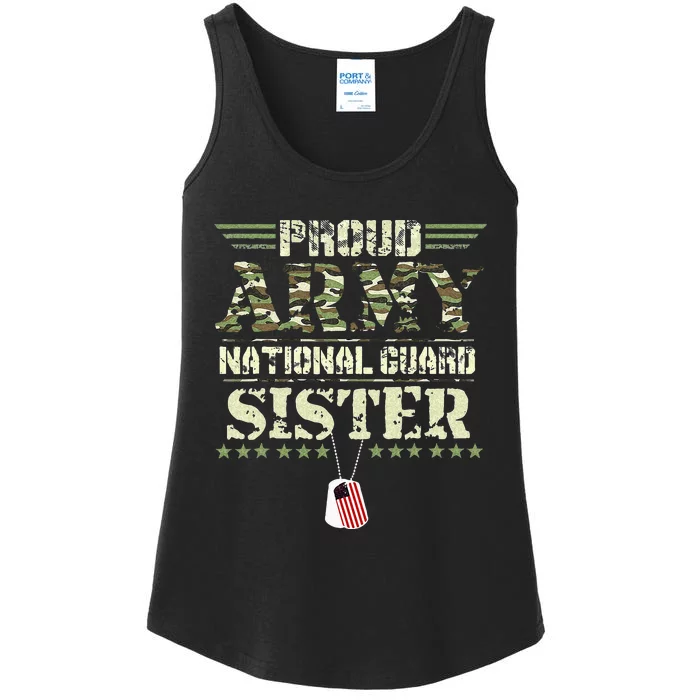 Proud Army National Guard Sister USA Military Veteran Ladies Essential Tank