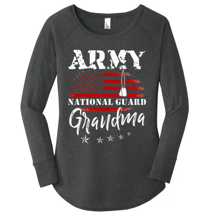 Proud Army National Guard Grandma US Flag Tees US Military Women's Perfect Tri Tunic Long Sleeve Shirt