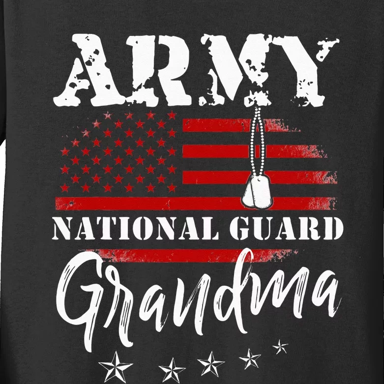 Proud Army National Guard Grandma US Flag Tees US Military Kids Long Sleeve Shirt