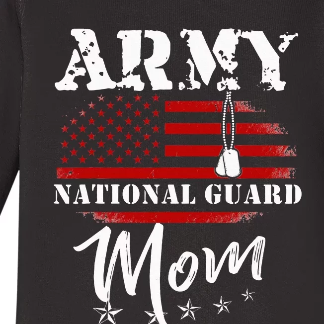 Proud Army National Guard Mom US Flag Tees US Military Baby Long Sleeve Bodysuit