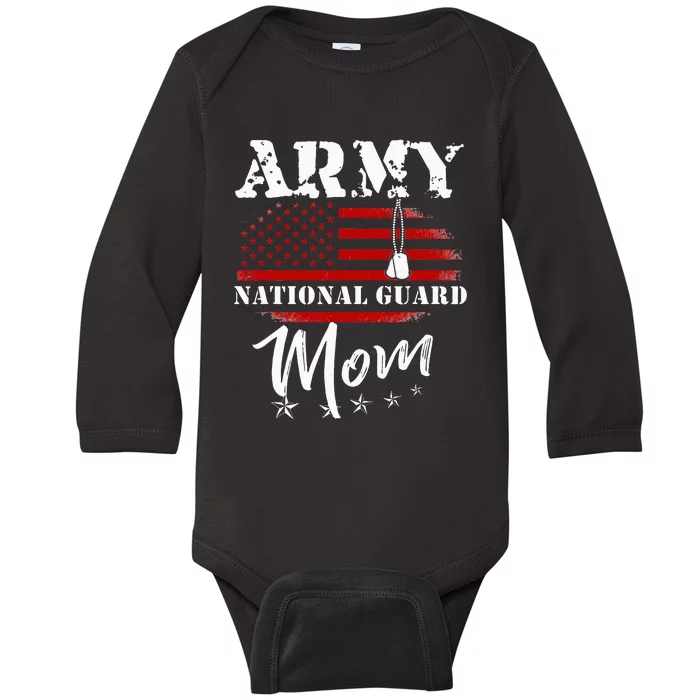 Proud Army National Guard Mom US Flag Tees US Military Baby Long Sleeve Bodysuit