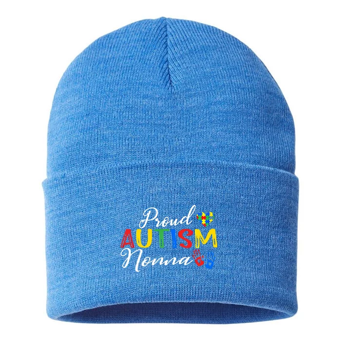 Proud Autism Nonna Autism Awareness Month Autistic Support Gift Sustainable Knit Beanie