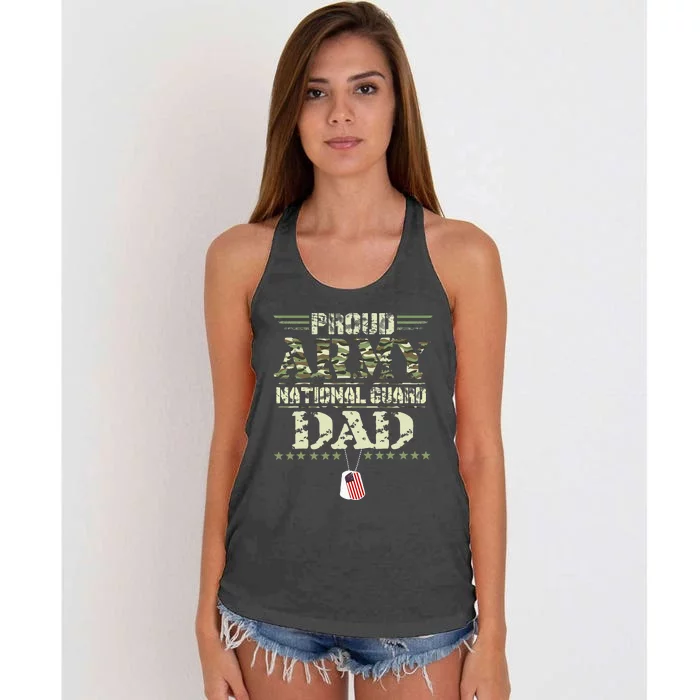 Proud Army National Guard Dad USA Military Veteran Women's Knotted Racerback Tank