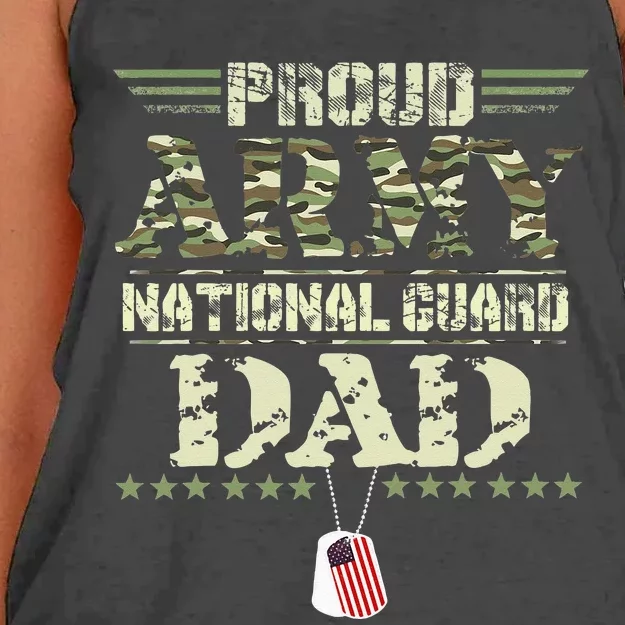 Proud Army National Guard Dad USA Military Veteran Women's Knotted Racerback Tank