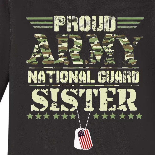 Proud Army National Guard Sister USA Military Veteran Baby Long Sleeve Bodysuit