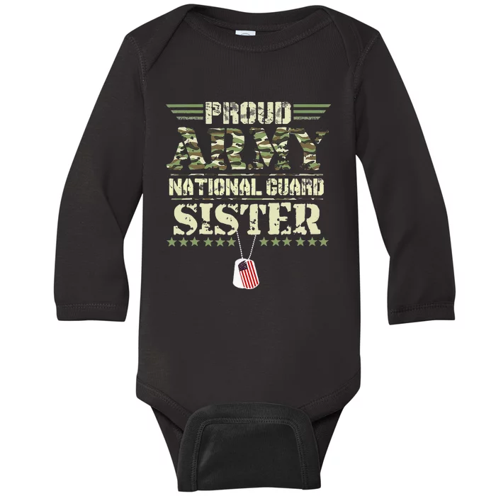 Proud Army National Guard Sister USA Military Veteran Baby Long Sleeve Bodysuit