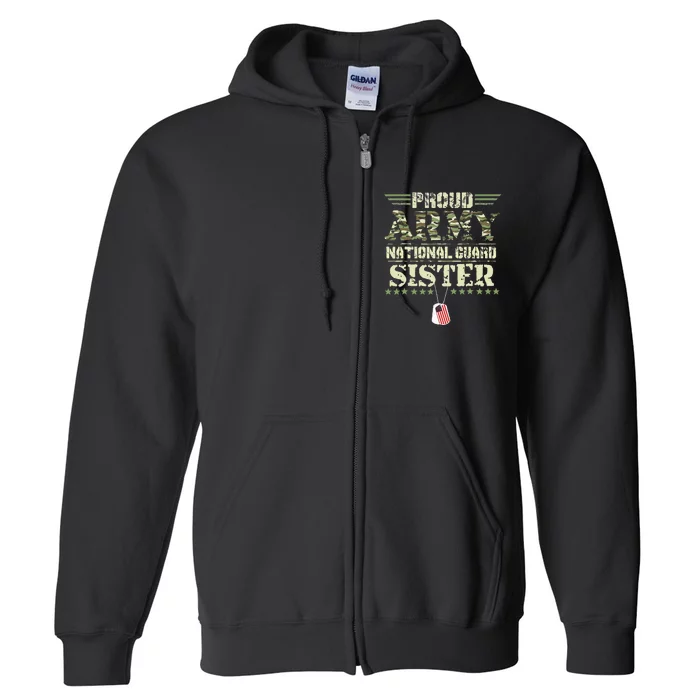 Proud Army National Guard Sister USA Military Veteran Full Zip Hoodie