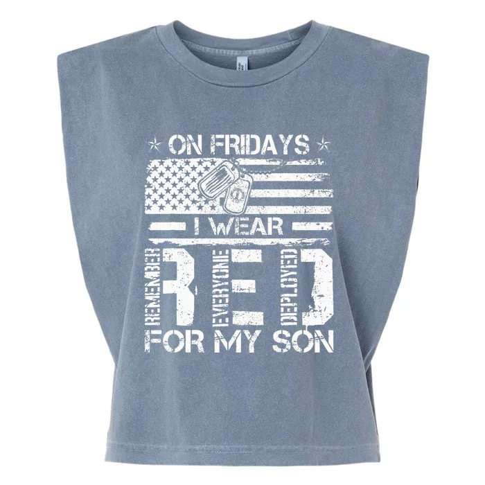 Proud Army National Guard Mom On Fridays I We Wear Red Garment-Dyed Women's Muscle Tee