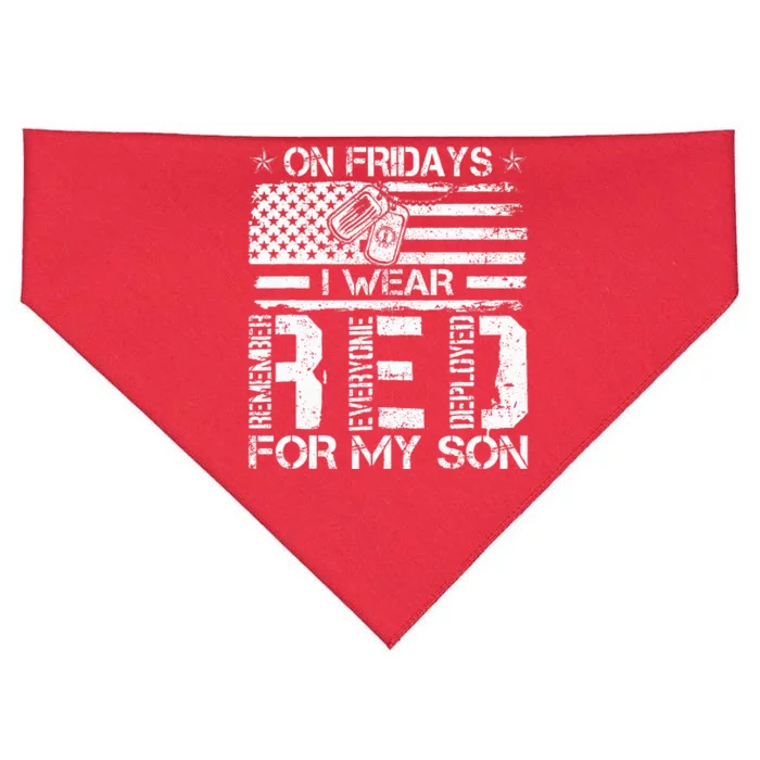 Proud Army National Guard Mom On Fridays I We Wear Red USA-Made Doggie Bandana