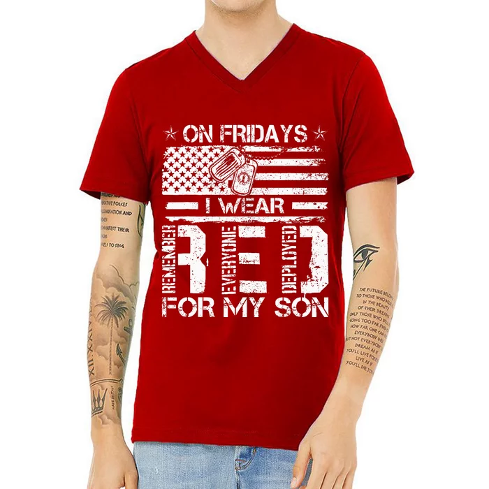 Proud Army National Guard Mom On Fridays I We Wear Red V-Neck T-Shirt