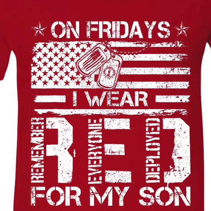 Proud Army National Guard Mom On Fridays I We Wear Red V-Neck T-Shirt