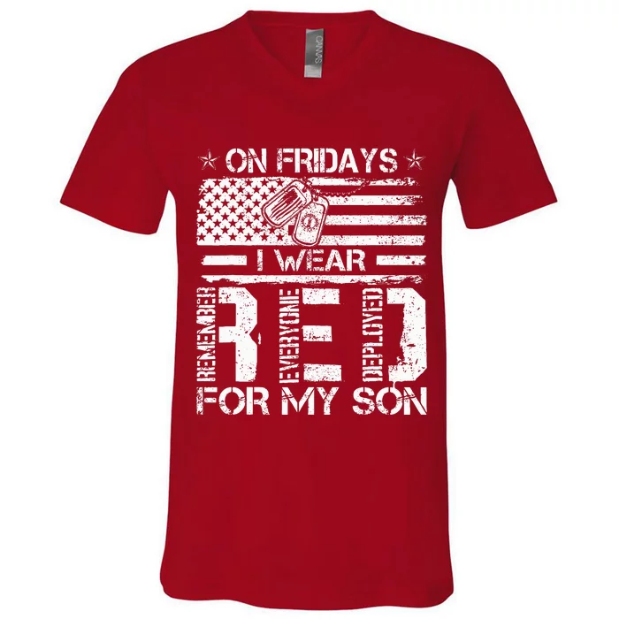 Proud Army National Guard Mom On Fridays I We Wear Red V-Neck T-Shirt