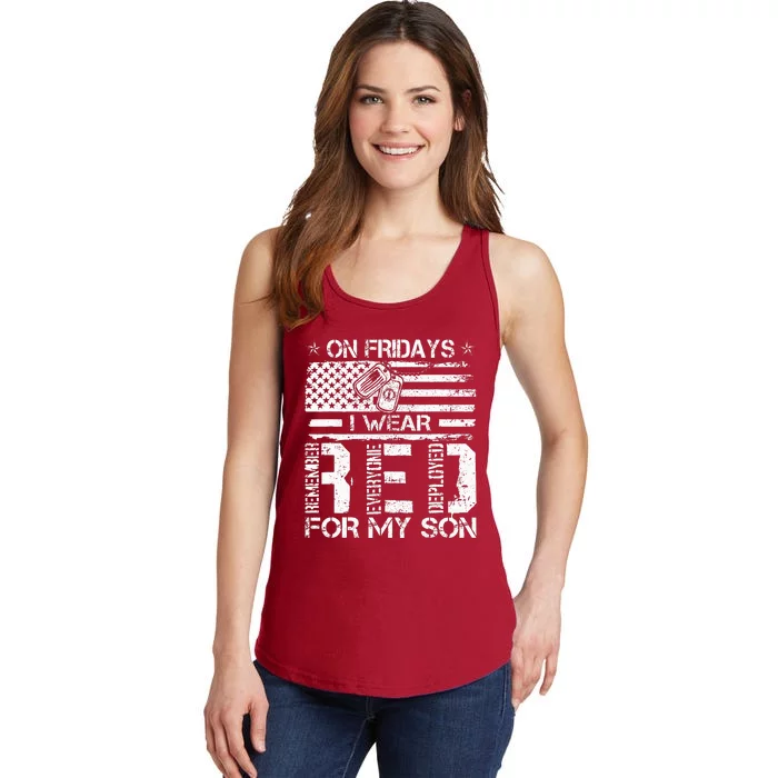 Proud Army National Guard Mom On Fridays I We Wear Red Ladies Essential Tank